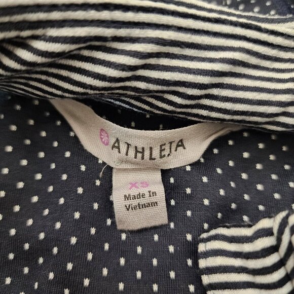 Athleta‎ Hoodie Women's XS Black White Striped Quarter Zip Sweater Pockets - Picture 8 of 10